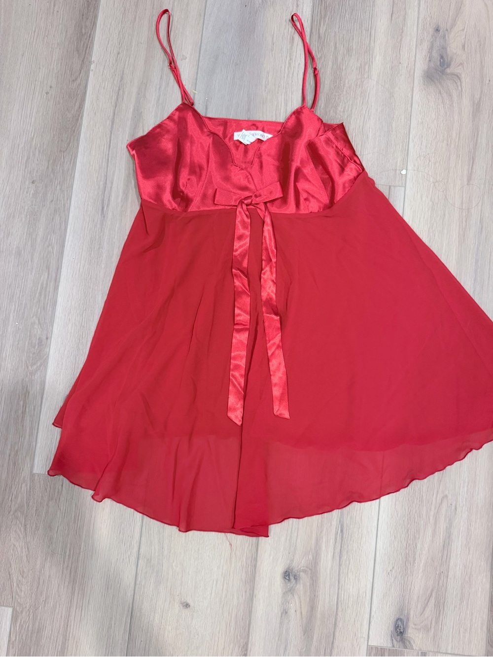 Victoria Secret Red Satin & Chiffon tunic Spaghetti Strap Dress